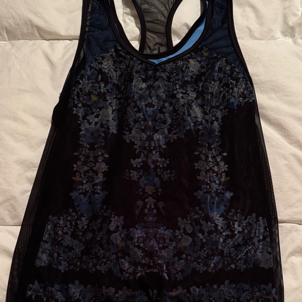 Lucky in Love Black and Blue Tank Top